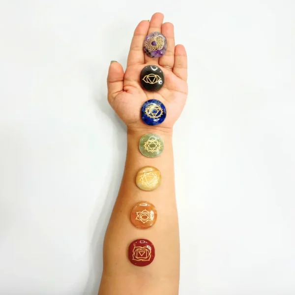 Seven Chakras Engraved Stones representing the seven energy centers in the body